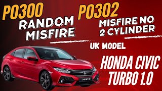 Honda Civic Turbo10 Diagnosing Misfire Codes P0302 amp P0300  Cylinder 2 amp Random Misfire Solutions [upl. by Ueihtam]