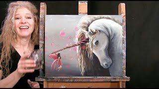 Learn How to Paint quotUNICORN AND FAIRYquot with Acrylic  Paint and Sip at Home  Step by Step Tutorial [upl. by Brittany]