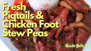 JAMAICAN STEW PEAS WITH FRESH PIGTAILS AND CHICKEN FOOT RECIPE [upl. by Salena]