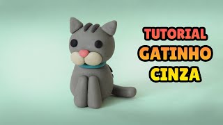 🔴 FAÇA um GATINHO CINZA  Tutorial Fácil Biscuit Pasta Americana Clay ou Plastilina  DIY [upl. by Giuseppe316]