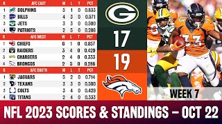 🔴 PACKERS 1719 BRONCOS  NFL SCORES amp STANDINGS TODAY  NFL 2023 RESULTS  OCT 22 [upl. by Creath]