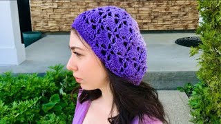 Part 2  Cloister Shell Slouchy Hat  Crochet Tutorial [upl. by Heinrik]