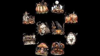 Spooky Cottagecore Halloween Clipart  Instantly Downloadable Transparent png Files [upl. by Biegel]