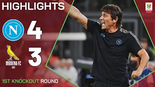 NAPOLIMODENA 43 AP  HIGHLIGHTS  Conte debuts with a win  Coppa Italia Frecciarossa 202425 [upl. by Ahsienod]