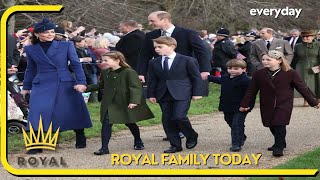 Princess Kate stuns in royal blue at Royal Family Christmas Day service [upl. by Eloc]