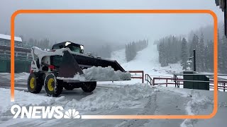 Snow falls at Arapahoe Basin Ski Area in Colorado [upl. by Yrannav]