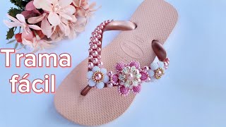 Chinelo personalizado com perola FÁCILTrama de pérolas chinelosbordados diy chineloscustomizados [upl. by Hedda]