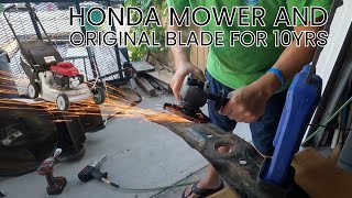 Sharpening my 10yrs old Honda Mower HRR2169VKA Blades [upl. by Yecies]