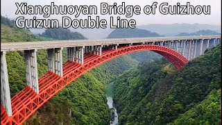 Aerial ChinaXianghuoyan Bridge of Guizhou Guizun Double Line貴州貴遵複線香火岩特大橋 [upl. by Zaraf356]