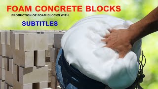 Amazing process of making foam concrete blocks  production of foam blocks with subtitles [upl. by Bridge]