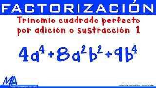 Factorización Trinomio cuadrado perfecto por adición o sustracción  Ejemplo 1 [upl. by Dorwin927]