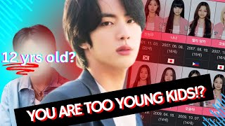 quotTHEY ARE TOO YOUNGquot  BTS JIN unfavor of 12 years old kpop idols kpop bts [upl. by Fiora]