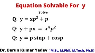 Equation solvable for y in Hindi  first order and higher degree  part 5 [upl. by Hpotsirhc635]