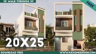 Small House Design With 2BHK  20x25 Feet 3D Elevation  20 by 25 Feet Home Plan147 [upl. by Noelle]