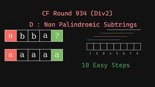 D Non Palindromic Substrings in 10 Easy Steps  Codeforces Round 934 Divison 2 [upl. by Dori]