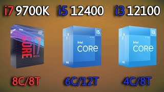 i3 12100 vs i5 12400 vs i7 9700K  Benchmark and test in 6 Games [upl. by Leon]