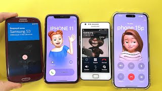 Incoming Call iPhone 11  IPhone 15pro max  Samsung S3 GRANAT vs Samsung S2plus Outgoing Calls [upl. by Nhguaval]