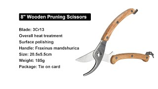 VERTAK 8quot Garden Shears Sharp Secateurs Pruning Scissors for Gardening with Wooden Handle TG1301141 [upl. by Mattland312]