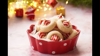 Peppermint Kiss Cookies Recipe Candy Cane Blossoms [upl. by Ime77]