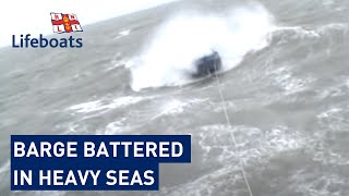 Dover RNLI volunteers rescue 65ft barge in heavy seas [upl. by Verney]