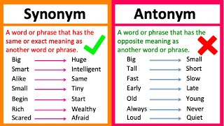 SYNONYM vs ANTONYM 🤔  Whats the difference  Learn with examples [upl. by Orlene]