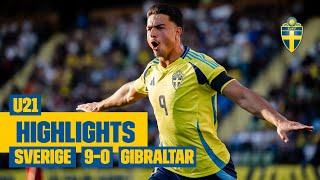 Highlights U21  Sverige – Gibraltar 9–0  Storseger i EMkvalet [upl. by Teodor972]