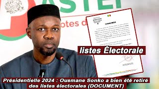 Présidentielle 2024  Ousmane Sonko a bien été retiré des listes électorales DOCUMENT [upl. by Dhruv267]