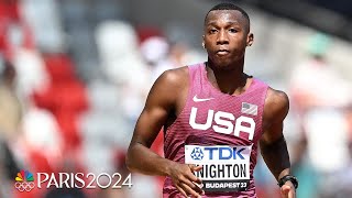 19 year old Erriyon Knighton HANDLES competition in 200m heat at 2023 Worlds  NBC Sports [upl. by Anya]