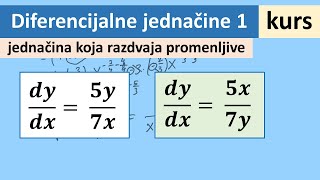 Diferencijalne jednačine zadaci 1  jednačina koja razdvaja promenljive [upl. by Artimed]