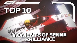 Top 10 Moments of Ayrton Senna Brilliance [upl. by Blanding]