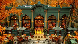 Warm Autumn with Elegant Outdoor Cafe Ambience  Slow Jazz Music amp Relax Bossa Nova for StudyWork [upl. by Htenek798]