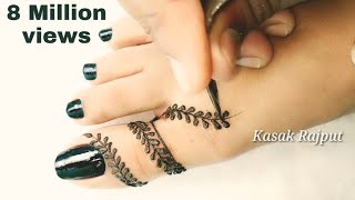 Simple mehndi design for feet  Easy mehndi design for beginners [upl. by Lu624]