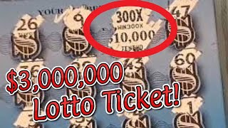 🎟️ 3000000 Winning Lottery Ticket Scratched Live 🎟️ Largest Lotto Scratch Winner Ever on YouTube [upl. by Mcknight]