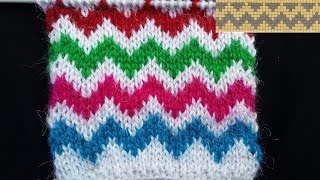 113 Multi Colour Zig Zag Knitting Pattern Hindi [upl. by Ahsataj]