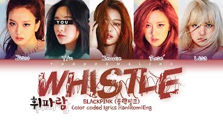 BLACKPINK 블랙핑크 ↱ WHISTLE ↰ You as a member Karaoke 5 members ver HanRomEng [upl. by Eatnuahs]