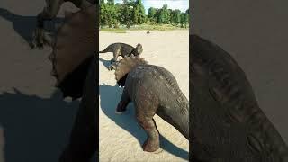 🦖Dino Battle ALLOSAURUS vs TRICERATOPS in JWE2 jurassicworld dinosaurs jurassicpark dino jwe2 [upl. by Emerej]