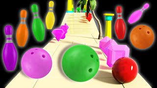 Fun Bowling Ball Adventure Smash Kinetic Sand Numbers Pins Ducks Gems Learn Colors and Numbers 🎳🌵✨ [upl. by Adekam]