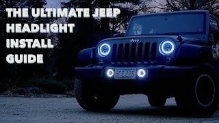 The Ultimate Jeep Headlight amp Fog Light Install  Suparee RGB Halo Lights [upl. by Eivad]