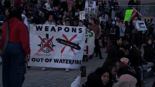 WaterFire interrupted by proPalestinian protest [upl. by Auqenet827]