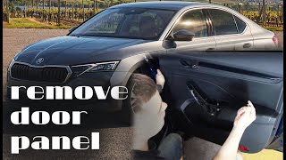 Skoda octavia a8 розбирання дерей remove door panel [upl. by Broddy896]