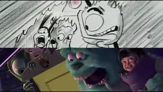 The Door Chase Scene Monsters Inc Side By Side [upl. by Assertal708]