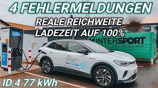 VW ID4 Voller Fehlermeldungen Reichweitentest Ladezeit 10100 Elektroauto [upl. by Tunk268]