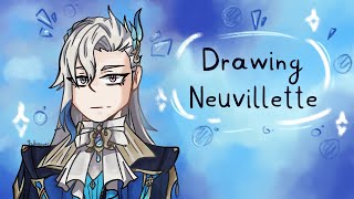 Drawing every Genshin Impact character pt19 Neuvillette [upl. by Aisats422]