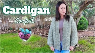 CARDIGAN quotCONFORTquot CROCHET COCOONING COSY GILET TUTORIEL CROCHET TOUTE TAILLE crochet tutocrochet [upl. by Annayoj633]