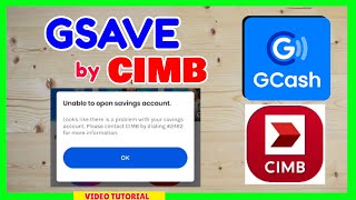 GCash CIMB Error Unable to Open Savings Account GCash GSave  Paano Na [upl. by Ajnotal]