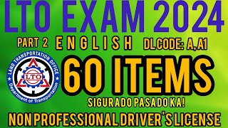 LTO NONPROFESSIONAL EXAM REVIEWER 2024  CODE A A1  ENGLISH PART 2 [upl. by God928]