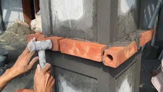 Construction Technology  Rendering Sand And Cement In To The Column Foot Construction Daily [upl. by Dinin]