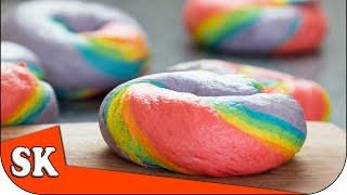 HOW to Make RAINBOW BAGELS  Steves Kitchen  Rainbow Series 02 [upl. by Sheng]