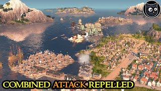 Massive COORDINATED Attack  Anno 1800 MEGACITY SURVIVAL  3 V 1 amp Fully Modded  Part 23 [upl. by Jabe]