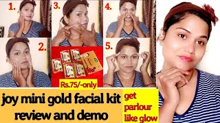 Step by step Gold facial at home only Rs 75😱joy gold facial kit review amp demo [upl. by Arinay]